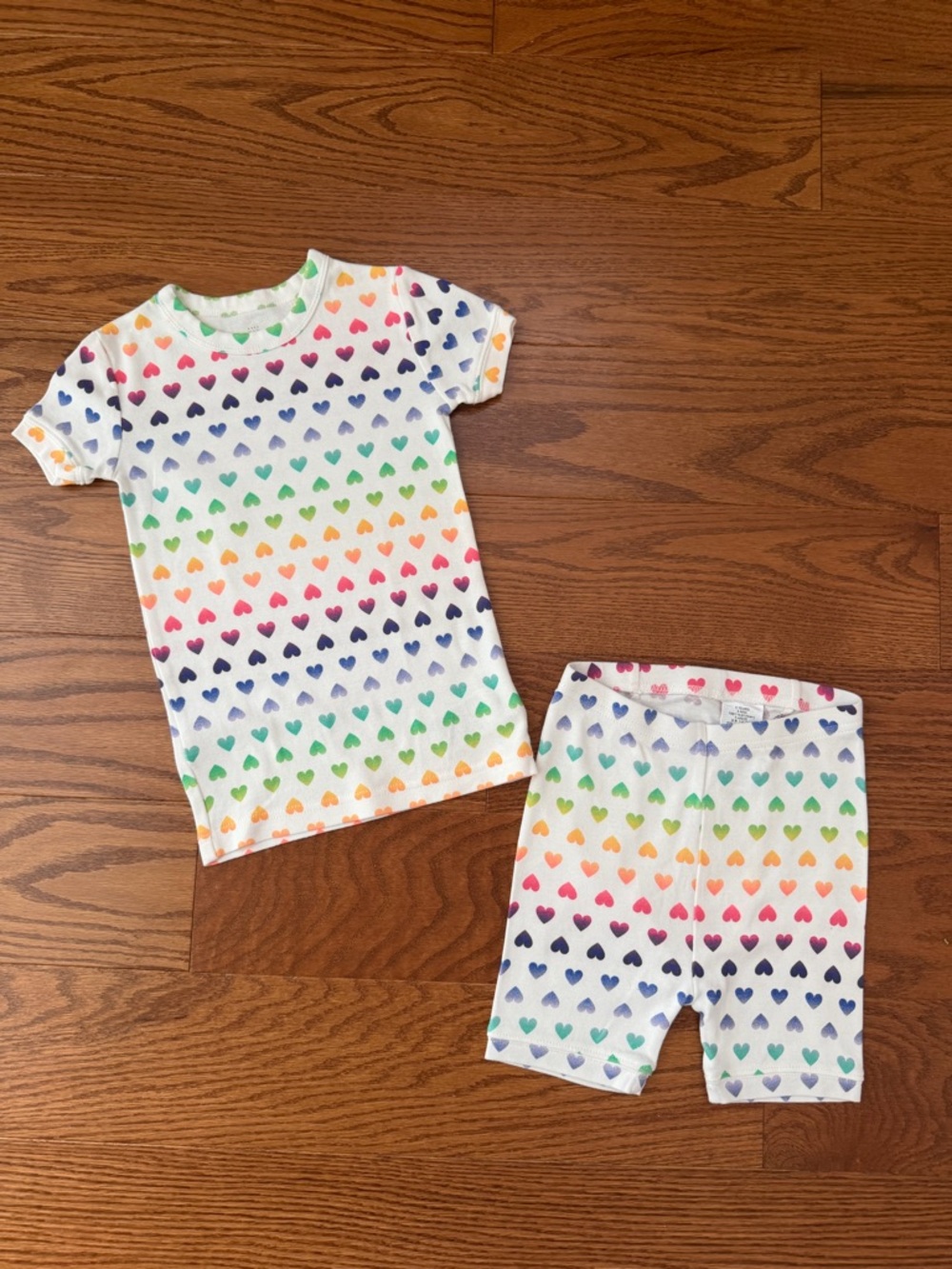 Gap Rainbow Heart Two-Piece Children’s Pajama Set - White Background
